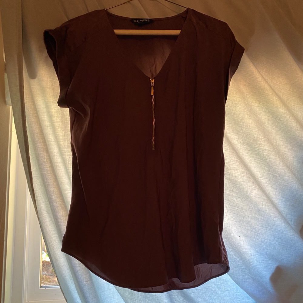 Express mauve purple rolled sleeve shirt